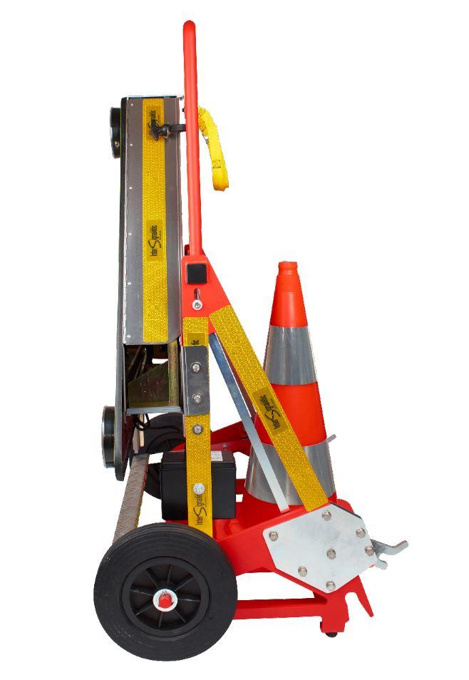 Emergency beaconing cart with reel support and standardized forks